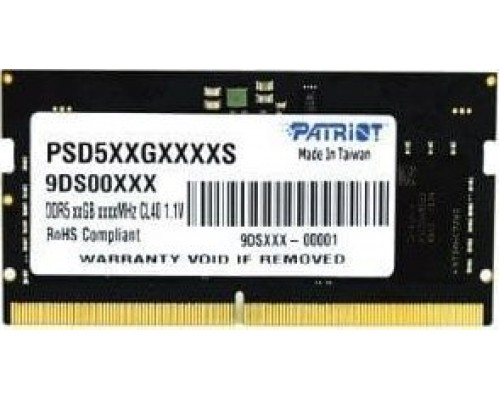 Patriot Signature, SODIMM, DDR5, 16 GB, 4800 MHz, CL40 (PSD516G480081S)