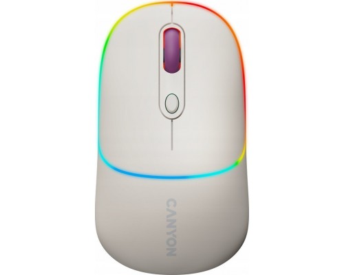 Canyon CANYON MW-22, 2 in 1 Wireless optical mouse with 4 buttons,Silent switch for right/left keys,DPI 800/1200/1600, 2 mode(BT/ 2.4GHz), 650mAh Li-poly battery,RGB backlight,Rice, cable length 0.8m, 110*62*34.2mm, 0.085kg