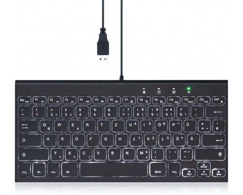 Perixx Perixx PERIBOARD-429 DE, wired, USB mini keyboard with backlight, black