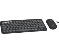 Logitech Logitech Pebble 2 Combo, Mini, RF Wireless + Bluetooth, Scissor key switch, QWERTY, Graphite, Mouse included