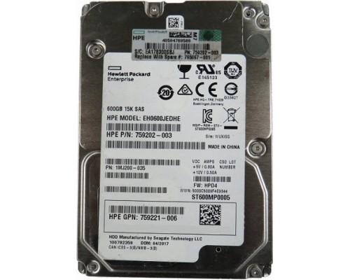 HP HDD 600gb 3,5 INCH 15Krpm LFF