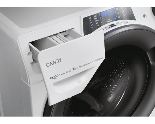 Candy Washing Machine with Dryer | RPW 41066BWMR8-S | Energy efficiency class A/D | Front loading | Washing capacity 10 kg | 1400 RPM | Depth 58 cm | Width 60 cm | Display | Digit | Drying system | Drying capacity 6 kg | Steam function | White