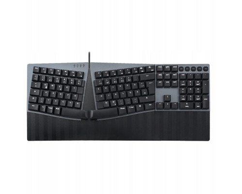 Perixx PERIBOARD-535 DE RD, ergonomiczna mechaniczna klawiatura USB (czerwone przyciski)