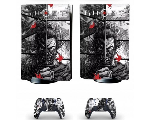 Naklejki Skórki na PlayStation 5 orawith  Pady Motyw Ghost of Tsushima