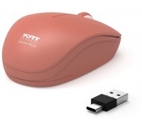 Port Designs 900542, Ambidextrous, Optical, RF Wireless, 1600 DPI, Red