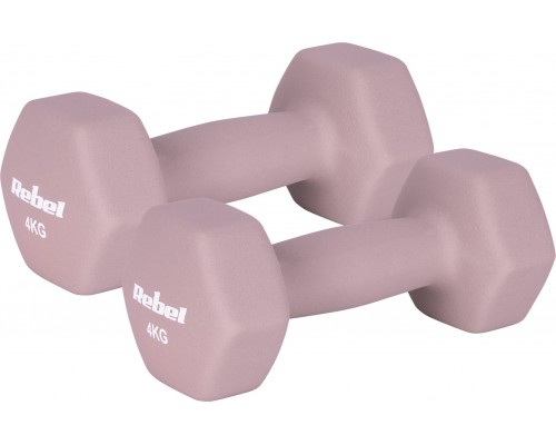 Hantelki cast iron neoprene HEX 2x4kg, REBEL ACTIVE