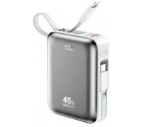 BWOO Power  P77 45W, 10000 mAh  2 kablami usb-c i lightning, Grey