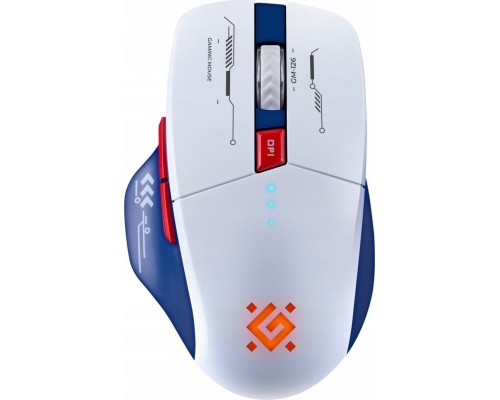 Defender bezprzewodowa Defender TISA GM-126 optyczna 1600dpi 2.4 GHz + Bluetooth biało-niebieska RGB AKUMULATOR 6 przycisków Gaming