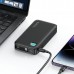 Usams USAMS With retractable cable USB-C Retractable 10000 mAh PD 20W Fast Charge XY Series Black/black 10KCD22401(US-CD224)