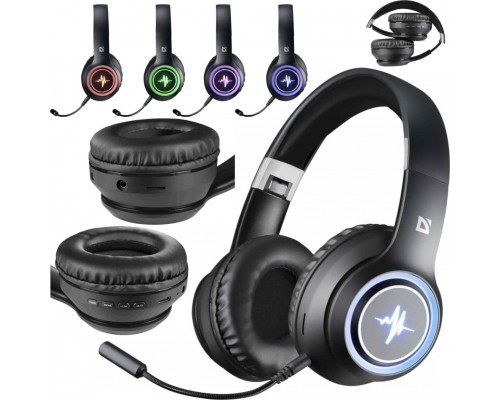 Defender z mikrofonem Defender FREEMOTION B571 bezprzewodowe Bluetooth podświetlane + MP3 Player + mikrofon, czarne