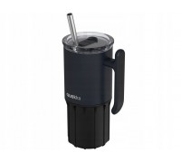 Quokka Umi -   of steel stainlessj 720 ml with a straw i silikonową podstawką (Black)