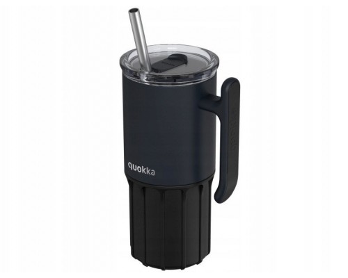 Quokka Umi -   of steel stainlessj 720 ml with a straw i silikonową podstawką (Black)