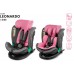 FKinderKraft FOTELIK SAMOCHODOWY rotacyjny LEONARDO 360 różowo-szary 40-150 CM R129 ISOFIX