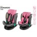 FKinderKraft FOTELIK SAMOCHODOWY rotacyjny LEONARDO 360 różowo-szary 40-150 CM R129 ISOFIX