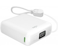 Puro 10000mAh 20W USB-C USB-A  wyświetlaczem i wbudowanym kablem USB-C - White