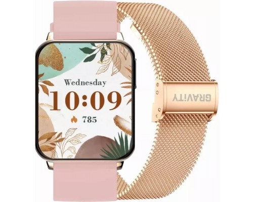Smartwatch Gravity Smartwatch Różowe Gold Black 2 Paski GT26-6