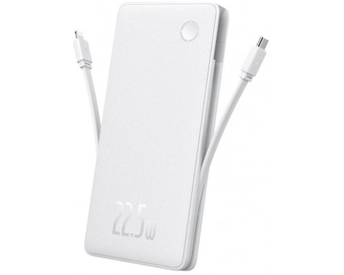 Baseus Airpow Lite 10000mAh 22,5W With built-in cable USB-C i Lightning - White