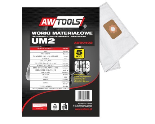 AWTools bags UM2 MAKITA VC2010/2511/2512/445/446 5pcs. (AW00402)