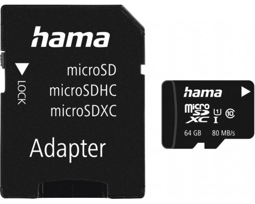 SD  Hama MicroSDXC 64 GB Class 10 UHS-I/U1  (001241400000)