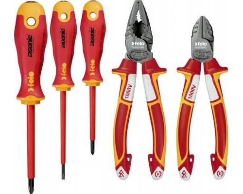 Felo Zestaw 3 wkrętaków FELO - ERGONIC VDE  4,0/PH1/PH2 + obcinaczki boczne VDE 160 / kombinerki VDE 180 + magnetyzer