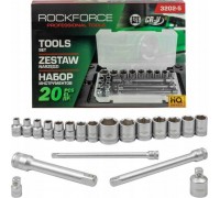Rockforce  3/8" 20el. z nasadkami (6-22mm), adapterami i przedłużkami