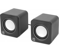 MANHATTAN Lautsprecher f�r PC und Laptop 2600 Series zwei verbundene Lautsprecher 1,4 m USB-Kabel USB-C/USB-A-Adapter schwarz/silber