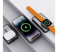 Dudao K29 10000mAh PD 20W z MagSafe z metalową obudową, podstawką i wbudowanymi kablami USB-C/Lightning - gray