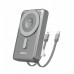 Dudao K29 10000mAh PD 20W z MagSafe z metalową obudową, podstawką i wbudowanymi kablami USB-C/Lightning - gray