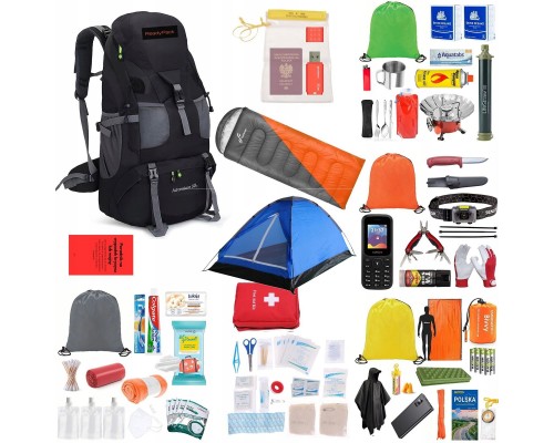 Plecak Ewakuacyjny + Wyposażenie ReadyPack X2 Zestaw Namiot Śpiwór Jedzenie/ ReadyPack X2 Black