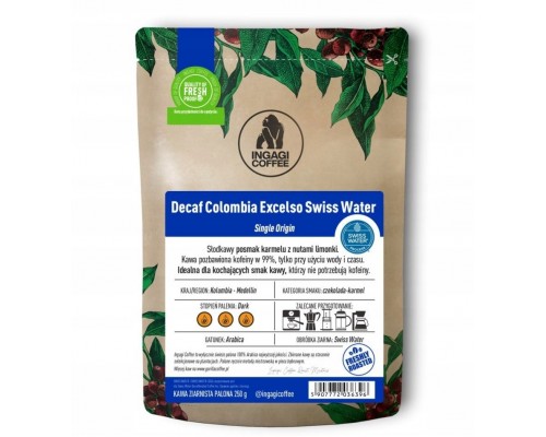 Ingagi Coffee Decaf Colombia Excelso Swiss Water 250g