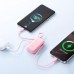 Joyroom JR-PR2L 10000mAh 35W with a built-in zwijanym kablem USB-C i kablem-smyczą USB-C - różowy