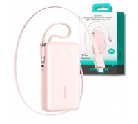 Joyroom JR-PR2L 10000mAh 35W with a built-in zwijanym kablem USB-C i kablem-smyczą Lightning - różowy