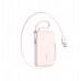 Joyroom JR-PR2L 10000mAh 35W with a built-in zwijanym kablem USB-C i kablem-smyczą Lightning - różowy