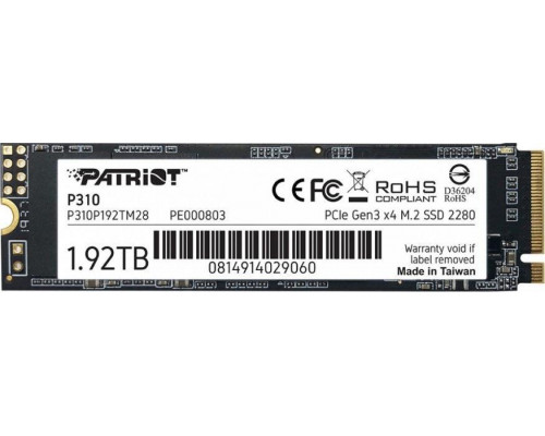 SSD Patriot P310 1.92TB M.2 2280 PCI-E x4 Gen3 NVMe (P310P192TM28)