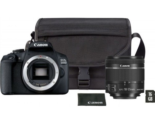 Canon EOS 2000D EF/EF-S 18-55 mm f/3.5-5.6 IS II + Bag SB130 + Card 16GB