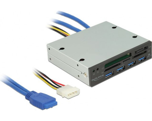 Delock 3.5 "reader 5 sockets + hub with 4 USB 3.0 ports Black (91493)
