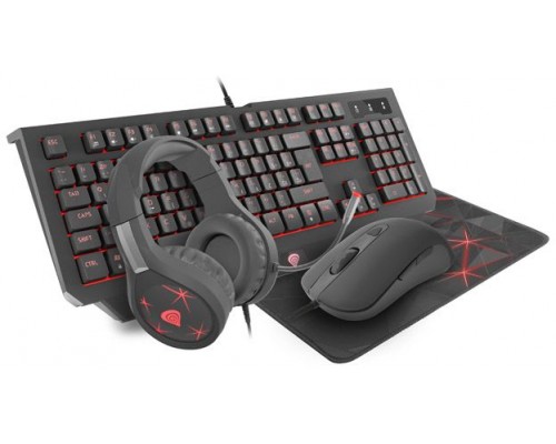 Keyboard + mouse Genesis + HEADPHONES + WASHER GAME SET 4IN1 COBALT 300 YU (NCG-1218)