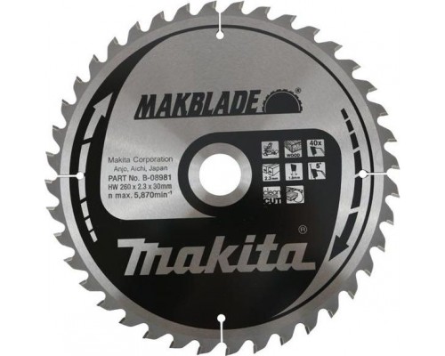 Makita 260x30x2,3mm 40 z Makblade (B-08981)