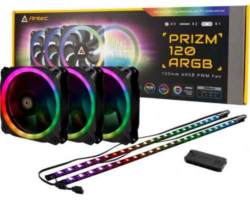 Antec Prizm 120 ARGB 3x Fan + 2x LED strip + Konroler (0-761345-77511-3)