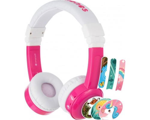 BuddyPhones InFlight 75/85 / 94dB Travel Headphones for Children 3+ Pink