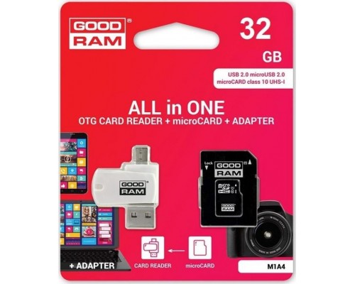 GoodRam All in One MicroSDHC 32 GB Class 10 UHS-I card (M1A4-0320R12)