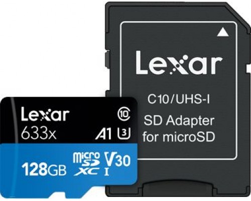 Lexar 633x MicroSDHC 128 GB Class 10 U3 A1 V30 card (LSDMI128BB633A)