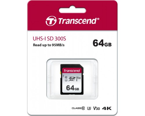 Transcend 300S SDXC 64 GB Class 10 UHS-I / U3 V30 card (TS64GSDC300S)