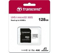 Transcend 300S MicroSDXC 128GB Class 10 UHS-I / U3 A1 V30 Card (TS128GUSD300S-A)