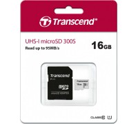 Transcend 300S MicroSDHC 16GB Class 10 UHS-I / U3 V30 Card (TS16GUSD300S-A)