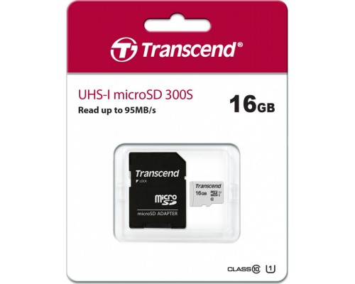 Transcend 300S MicroSDHC 16GB Class 10 UHS-I / U3 V30 Card (TS16GUSD300S-A)