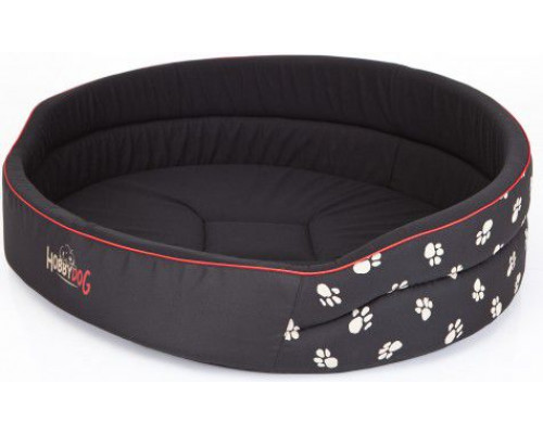 HOBBYDOG Foam bed - Black/paws 70x55